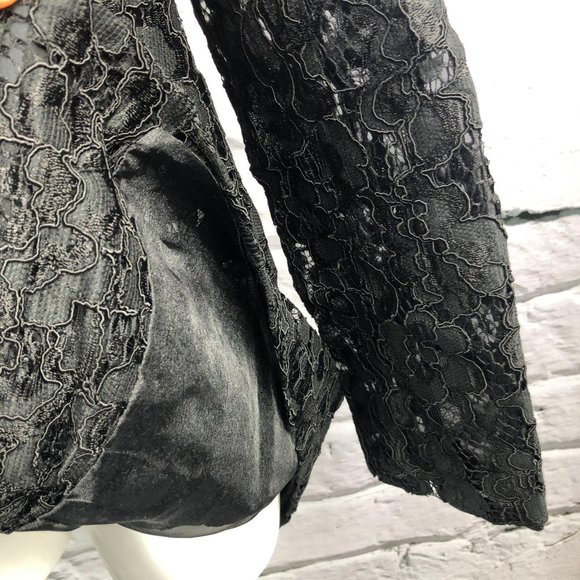 Karl Lagerfeld black lace long sleeve jacket sz 6 - Picture 5 of 10